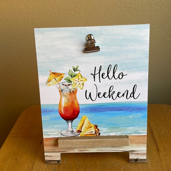 Hello Weekend Easel Style Picture Frame NWT - Picture 3 of 3